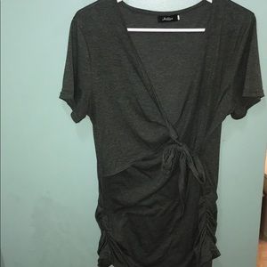 Dark green tie front maternity shirt